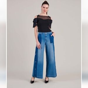 Anne Fontaine Vesly Two Tone Flare Wide Leg Jean